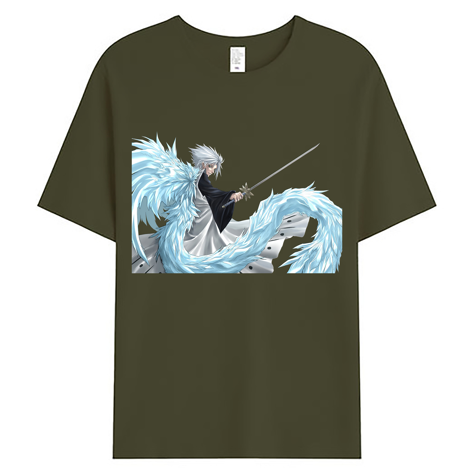 （画像用） ブリーチ 日番谷冬獅郎（ひつがや とうしろう） BLEACH Hitsugaya Toushirou 綿100％ メンズ半袖Tシャツ｜肌触りやわらか＆通気性